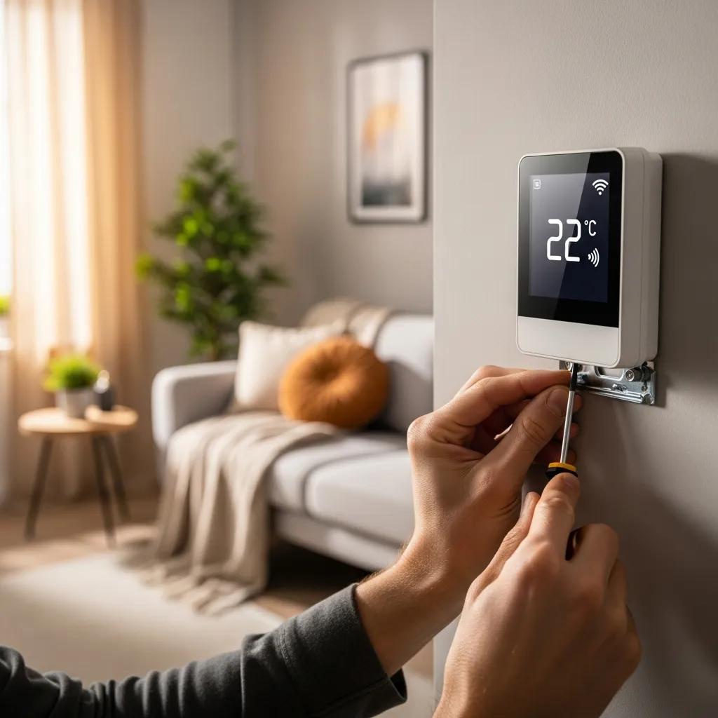 Energy Saving Tips for Your HVAC System 2 Technician installing a smart thermostat in a home
