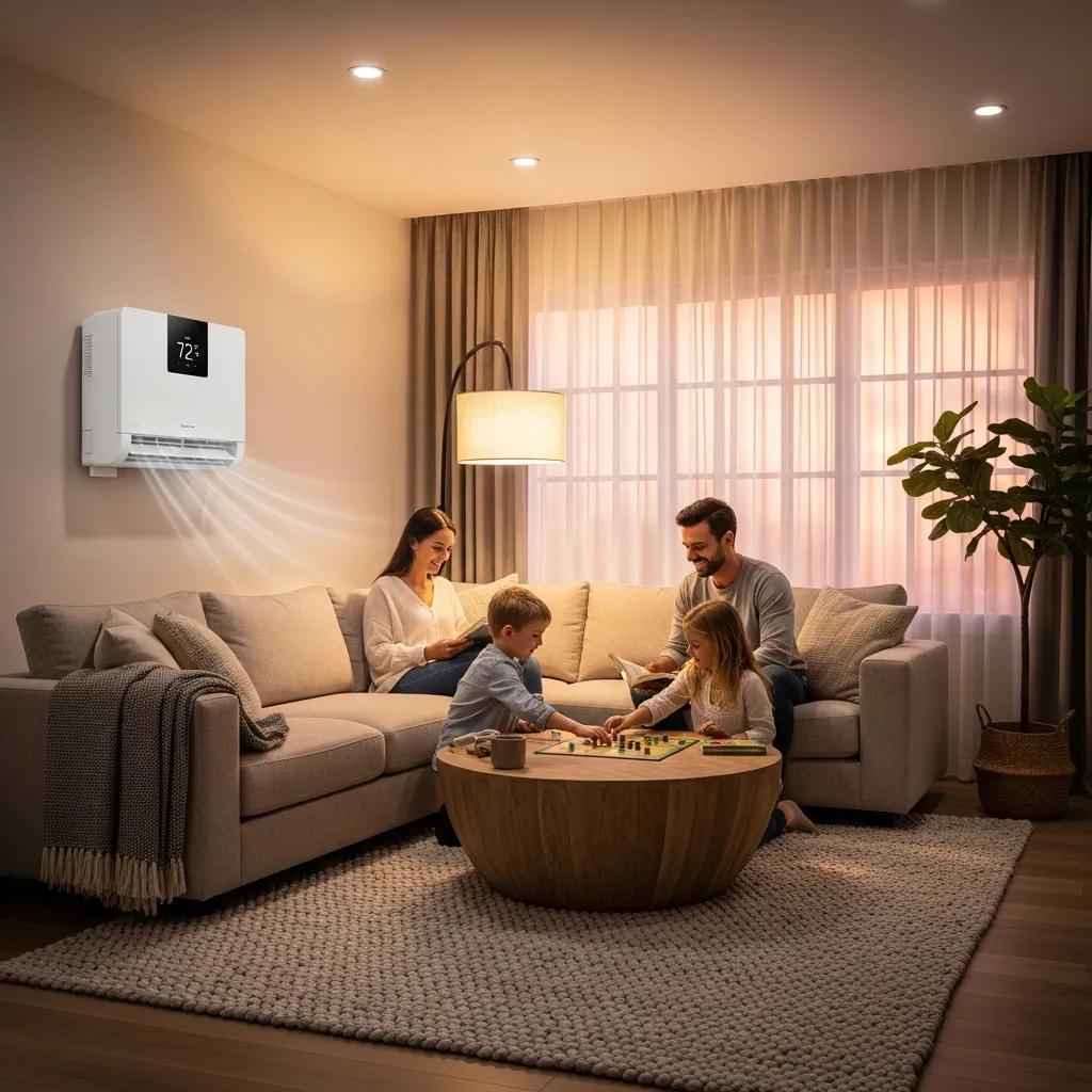 Modern HVAC system in a cozy home environment enhancing comfort and energy efficiency
